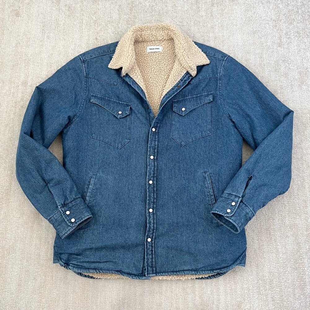 Taylor Stitch Western Shirt Jacket 40 / M Blue Sherpa Lined